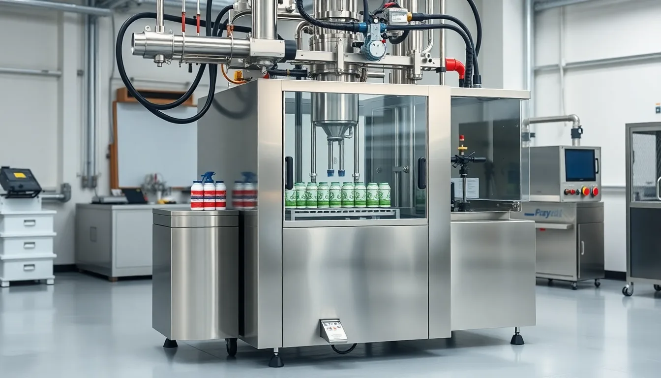 Semi-Automatic Aerosol Filling Machine Side View