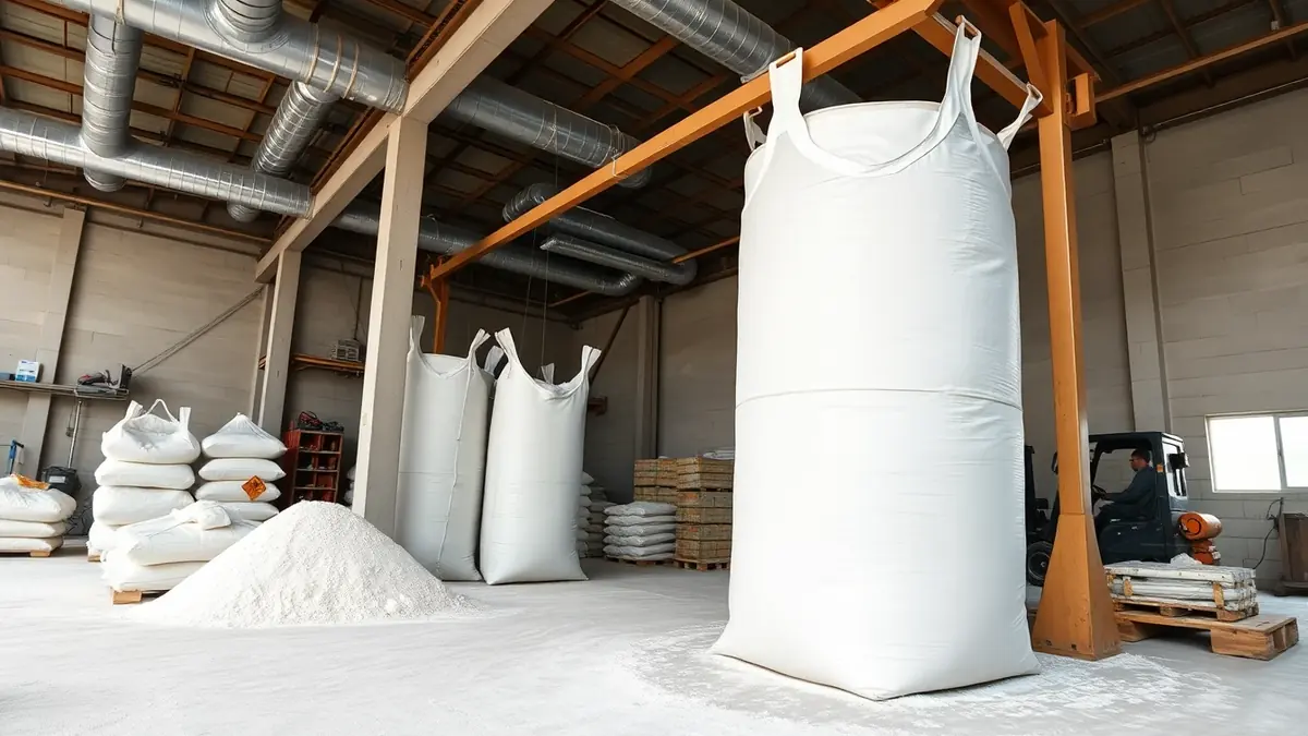 Jumbo Bag Filling Machine — India mineral plant side view
