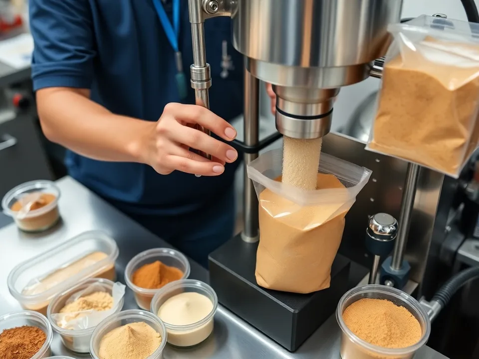 Semi-Automatic Powder Filling Machine in operation